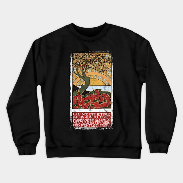 Art Nouveau - Tree Of Life Paul Berthon Alphonse Mucha Vintage Fantasy Crewneck Sweatshirt by AltrusianGrace